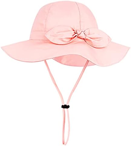Chapéu de sol para menina com upf 50+ chapéu de praia ajustável ao ar livre com chapéus de balde largo
