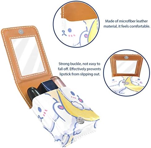 Caixa de batom de Oryuekan com espelho bolsa de maquiagem portátil fofa bolsa cosmética, desenho animado animal