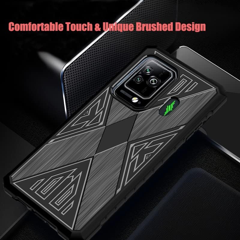 Nabefamu Xiaomi Black Shark 5 Pro Case com 1 vidro temperado + 4 Tampa dos dedos dos jogos, resistente