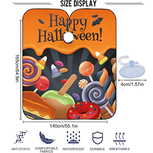 VISESUNNY barbeiro Cape Halloween Sweets coloridos de festa colorida pollipop polyester corte salão de salão de
