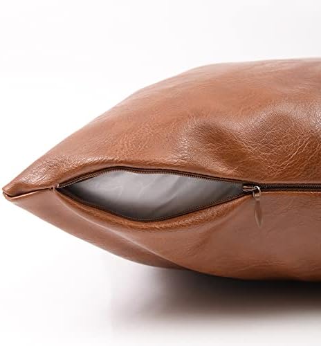 Homi Brown Brown Boho lombar Faux Leather Decorative Pillow Capas de 12x20 polegadas para sofá de sala de estar
