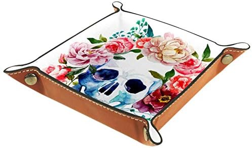 Lorvies Watercolor Skull e Rose Storage Box Cube Bins Bins Bins para Home Office