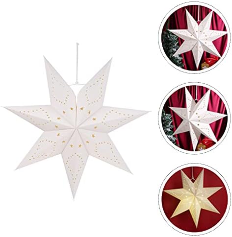Lanternas de papel estrelas do papel 7 Ponto: Star Lampshade Hollow Out Star Hanging Decoration Lamp