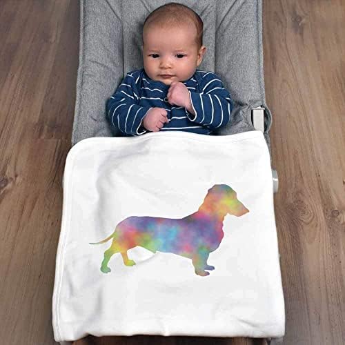 Azeeda 'colorido dachshund' manta de bebê de algodão/xale