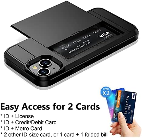 Vofolen para iPhone 14 Plus Caixa Caixa Cartão de crédito Id Id Slot Slot Porta deslizante Pocket