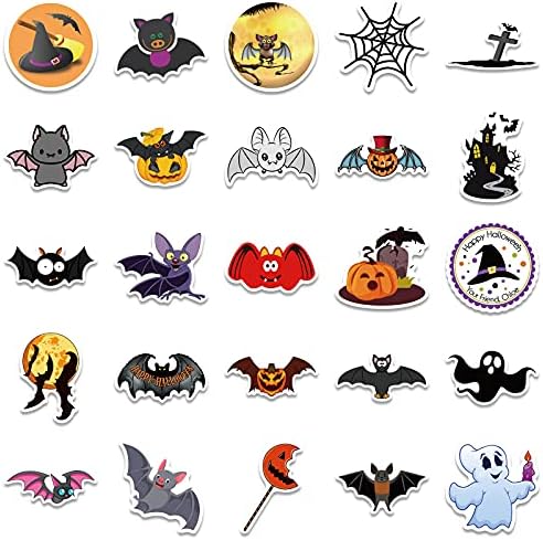 50 PCs fofos adesivos de decalques de vinil feliz de Halloween, Bat Pumpkin Aesthetic Bulk Imperpect para