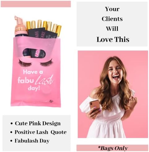 Sacos de chicote para clientes Cinelah Aftercare 100pcs Sacos de presente de plástico rosa com alça para