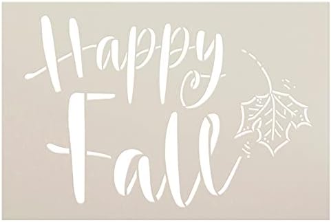 Happy Fall Fomncil estêncil por Studior12 | DIY Folhas de outono Decoração de casa | Craft & Paint Cursive