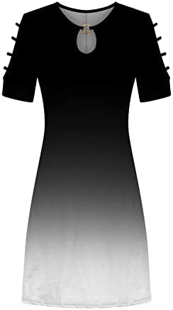 Guoxxzzi Mini vestidos de ombro frio para mulheres Vestido casual de manga curta solteira vestido de praia colorida