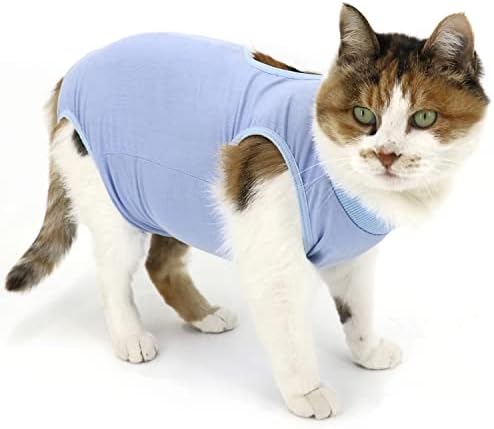 Traje de recuperação de gatos qiyadin, traje de recuperação cirúrgica de gato para ferida abdominal ou doença