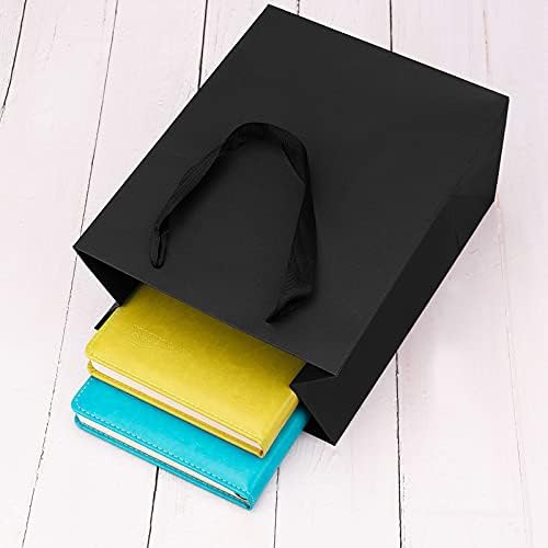 12 PCs Kraft Sacos de presente Meduim Tamanho 8 x4,75 x10 , sacos de compras em papel preto com alças