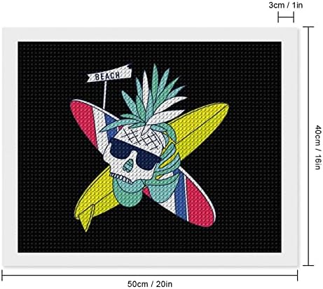 Surfboard Skull Kits de pintura de diamante de abacaxi 5D DIY FLILHA FILIZAÇÃO RETRA RETRAS DE ARTES DE