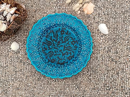 Ayennur Placa decorativa turca de 9,85 Ornamento de cerâmica artesanal para decoração de parede para casa e