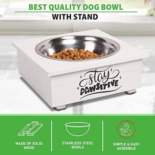 Pet Bowl com Stand Single - Bowls de comida para todos os cães com suporte de madeira | Alimentador de água com