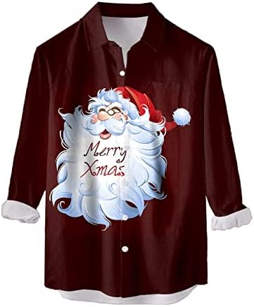 ZDDO Christmas masculino de manga comprida camisetas, Natal engraçado Papai Noel