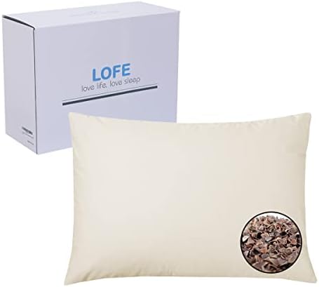 Lofe Organic Buckwheat Pillow para dormir - tamanho padrão 20''x26 '', loft ajustável, respirável para