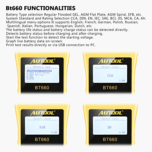 Beley BT-660 12V 100-3000 Testador de bateria de automóveis CCA para todos