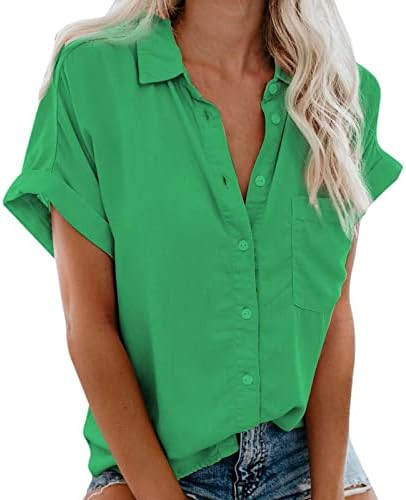 Camiseta da blusa para mulheres de verão no outono de manga curta 2023 botão de pescoço de tartaruga