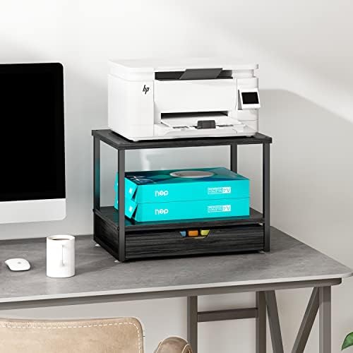 Trending Simple Tier Desktop Printer Stand com gaveta deslizante de armazenamento de madeira,