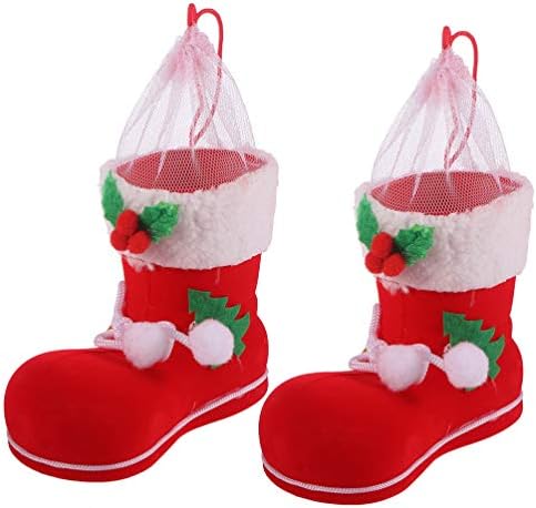 Toyandona 2pcs botas de doces de Natal com pom pom bell férias na bolsa de presente cnady árvore de natal melando