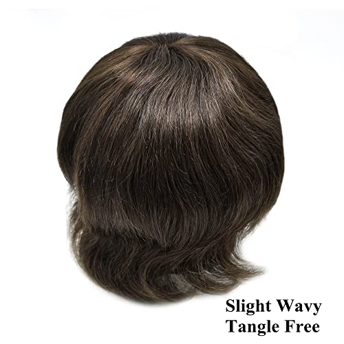 Singa de cabelos injetados de pele masculina Toupee 0,10-0,12mm Poly PU PU Wig para homens Black Brown