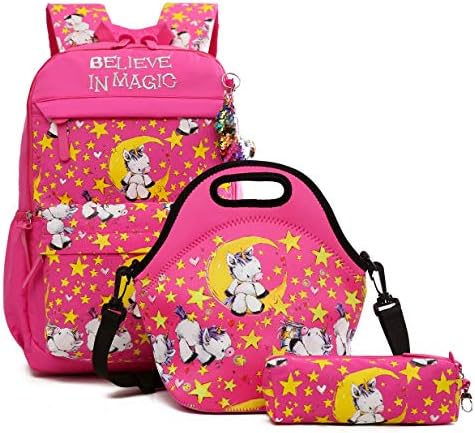 Debbieicy fofo unicórnio leve Princess Backpack Kids School Bookbag com bolsa de caneta para pré -escolar,