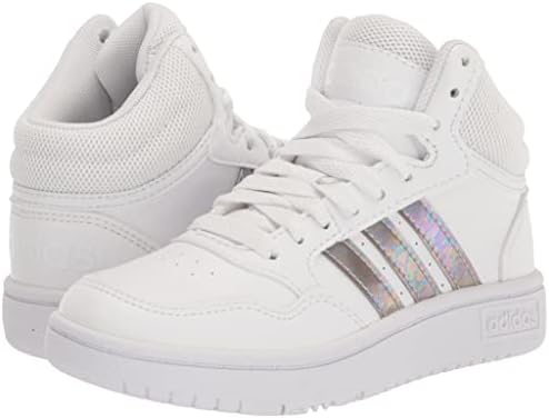 Adidas Hoops 3.0 Sapato de basquete intermediário, branco/branco/branco, 2,5 Usissex Little Kid