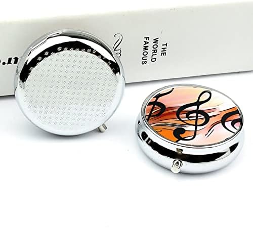 Notas de música da caixa de comprimidos Round Medicine Tablet Case portátil Pillbox Vitamin Recipler