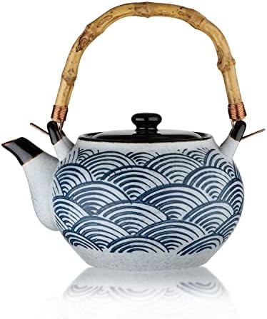 Bule de chá de decelana japonesa de cerâmica bule de porcelate com rattan manuseie o restaurante filtro de chá com