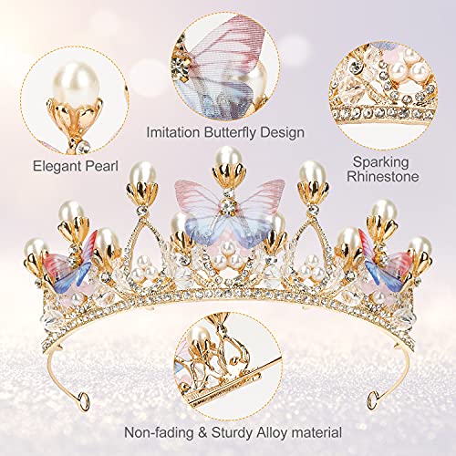 Princess Crown Tiaras for Girls, GlobalStore Crystal Princesa Tiara para meninas, bandana de tiara dourada com