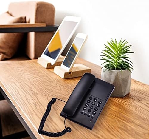 Telefone do escritório da Huiop, mesa de telefone preto com cordão lineado de parede de parede de parede
