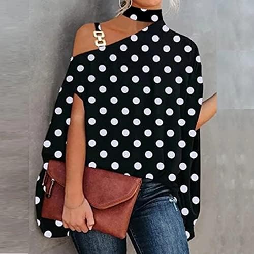 Camiseta da moda para mulheres pescoço um ombro Blusa Blusa Floral Camisetas de manga curta Tops de verão