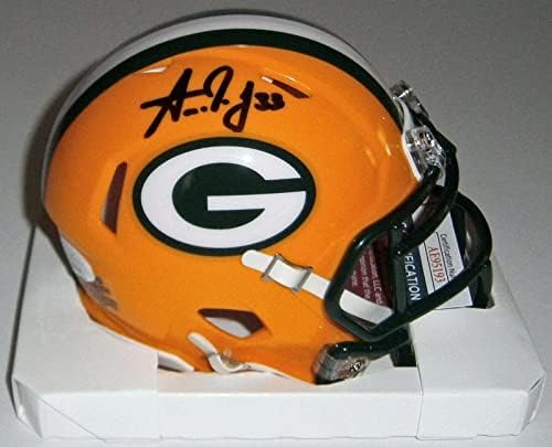 Packers Aaron Jones assinou Speed ​​Mini Capacete com 33 JSA COA Autografado autografado - Capacetes
