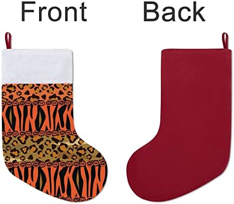 Cheetah e Tiger Skin Pattern Christmas Meias penduradas de pendura impressão Decorações de lareira de Natal da