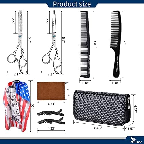 Kit de tesoura de corte de cabelo 9 PCs, tesoura profissional de tesoura de cabelo, 6,5 polegadas