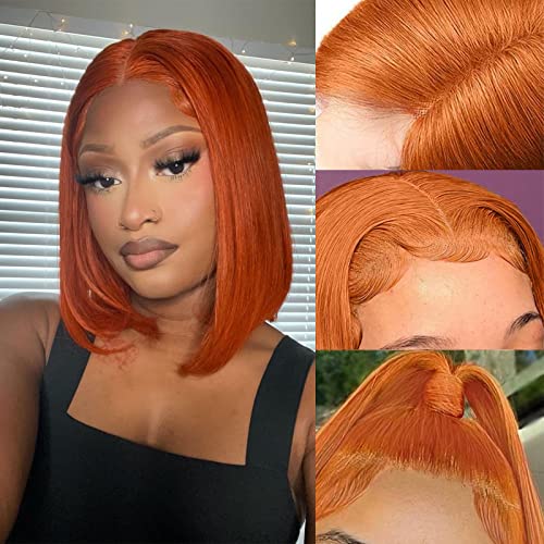 Gengibre laranja bob peruca cabelos humanos 13x4 Cabelo de peruca de renda frontal Wigs Bob Wigs para mulheres