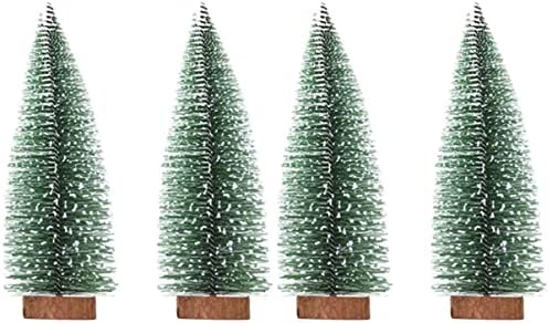 Toyvian Home Decor 2pcs Árvore de Natal em miniatura Pequena árvore de pinheiros com bases de madeira Miniature