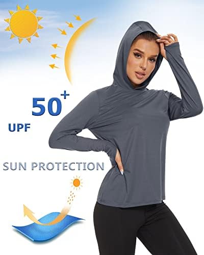 Kefitevd camisa de sol feminino upf 50+ protetora solar capuz rápido camisa de pesca seca camisa de performance