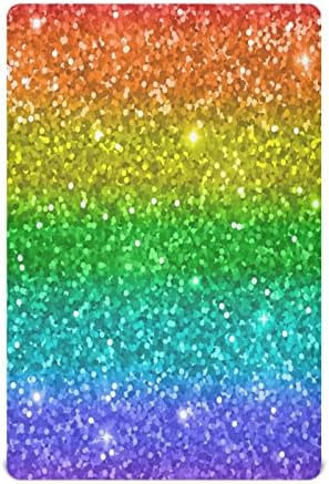 Folha de Playard, folha de berço do Glitter Rainbow para colchões de berço e criança padrão, 28x52