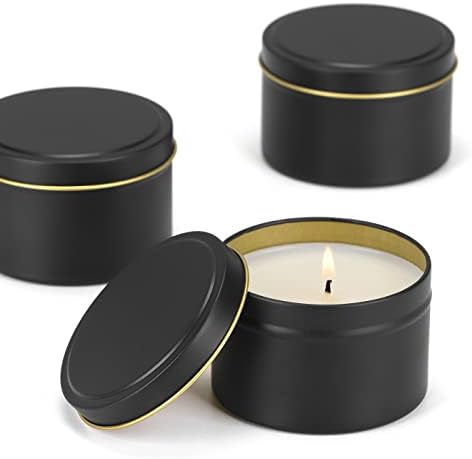 Sonviitins Black Candle Lates 24 peças, 8 onças de lata com tampas, potes para fabricação de velas, artes