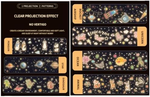 Musunfe Kids Projeção A luz noturna pode girar para 360 graus, apresentar sete conjuntos de filmes de projeção