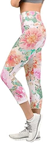 Mulheres coloridas coloridas estampas personalizadas calças cortadas perneiras calças magras para ioga correndo