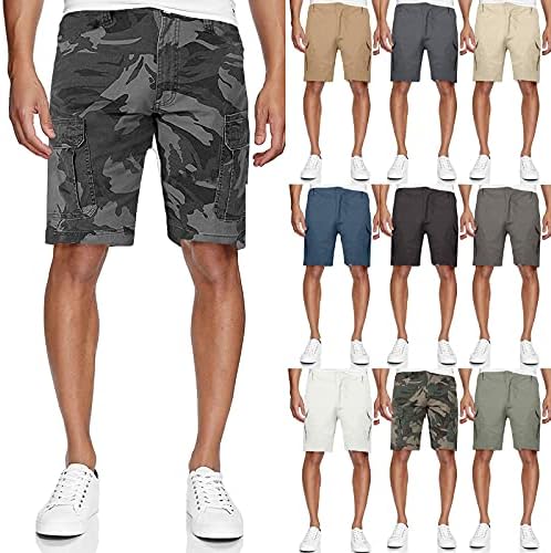 Botão de bolso de Pocket de Firero Men resiliência casual short solto shorts elásticos de cintura de verão sólido