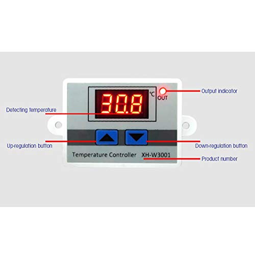 Controlador de temperatura, XH-W3001 Switch de termostato de temperatura digital com sonda de sensor