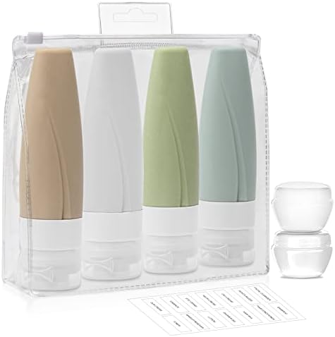 Garrafas de viagem de silicone de 90 ml definidas para produtos de higiene pessoal - TSA aprovou acessórios