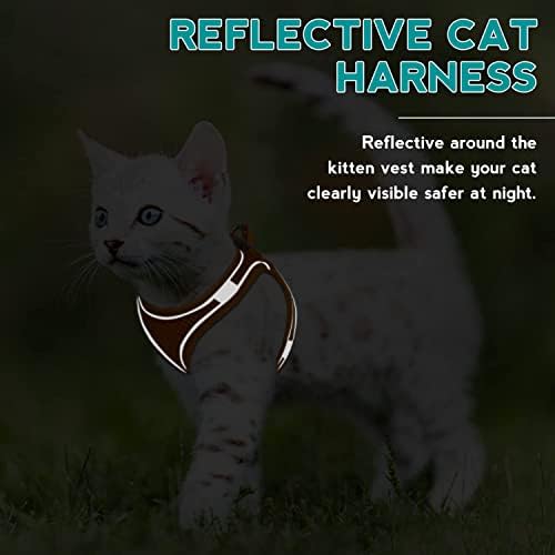 Viviyago Cat Harness Escape Prova - Arnês de colete reflexivo para gatos e filhotes, fácil de controlar e confortar