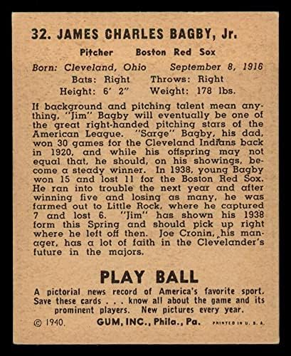1940 Play Ball 32 Jim Bagby Boston Red Sox ex Red Sox