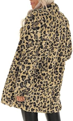Cardigan casaco feminino Cardigan Moda Leopard Pocket Pocket Winter Warm Oversized Long Outwear Parkas Jacket