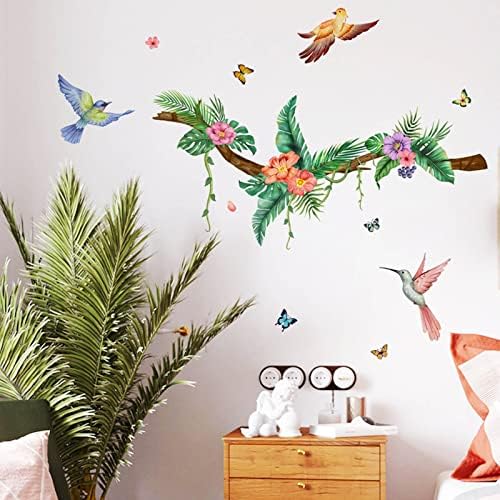Decalques para crianças Green Rattan Rattan Bird Wall Starters Sala de sala Decoração de parede adesivos