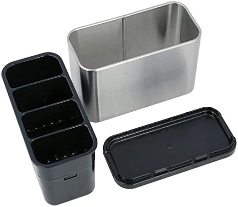 Suporte de utensílio de cozinha em aço inoxidável para bancada, 4 divisor bandeja de gotejamento Abs